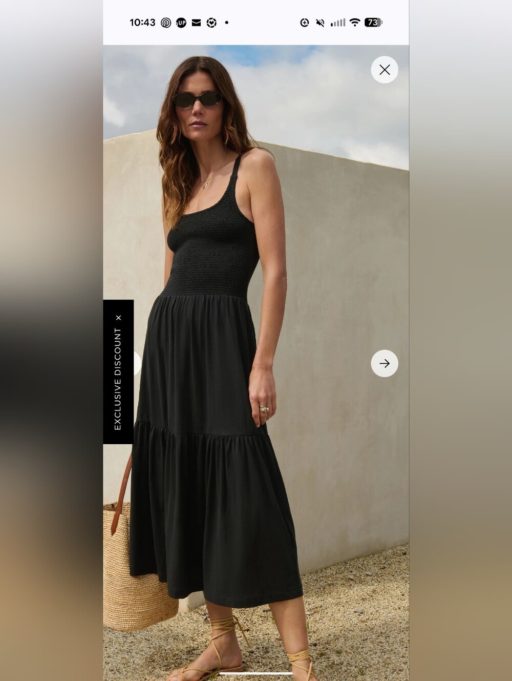 Nation Penelope Smocked Midi Dress Black Medium